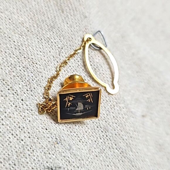 Vintage MCM Mens Tie Tack Bar Lot 5 Pins Signed Amita Swank Japan - Picture 5 of 13